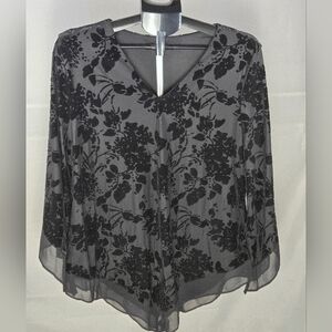 Alfani Floral Velvet Burnout Witchy Whimsigoth Top, Large
